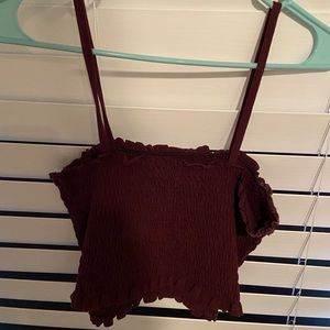 Maroon crop top with straps